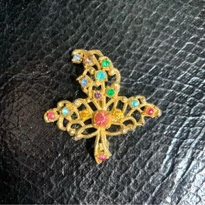 Vintage Rhinestone Leaf Brooch